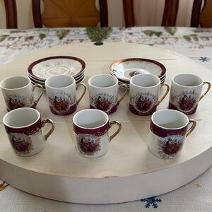 Elegant Porcelain Espresso Set of 8 with Gold Accents
